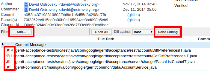 inline edit file list in edit mode