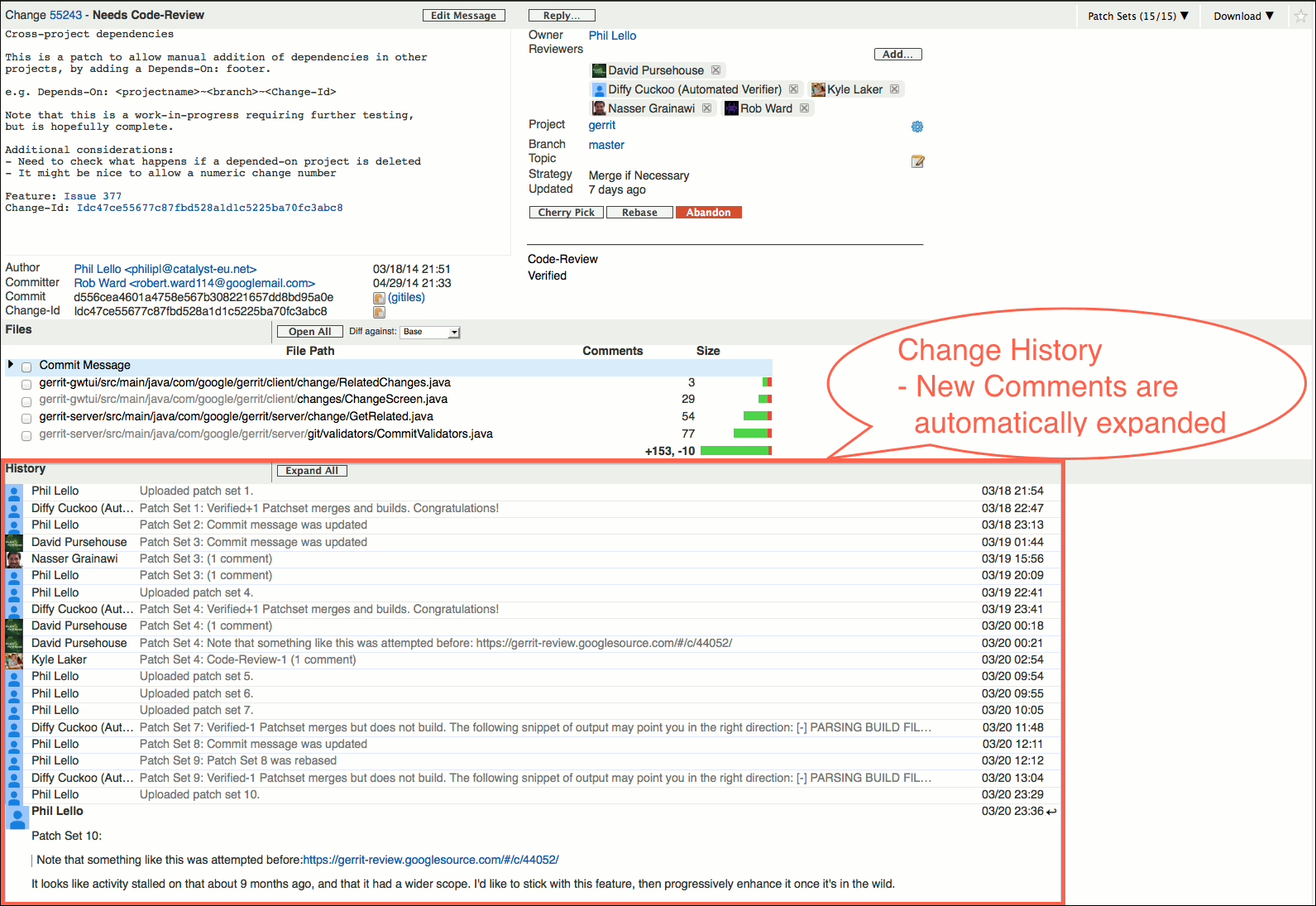 user review ui change screen history