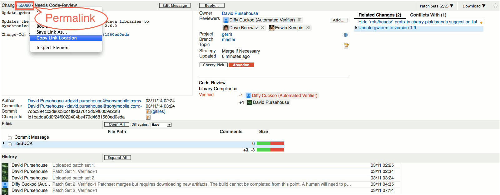 user review ui change screen permalink